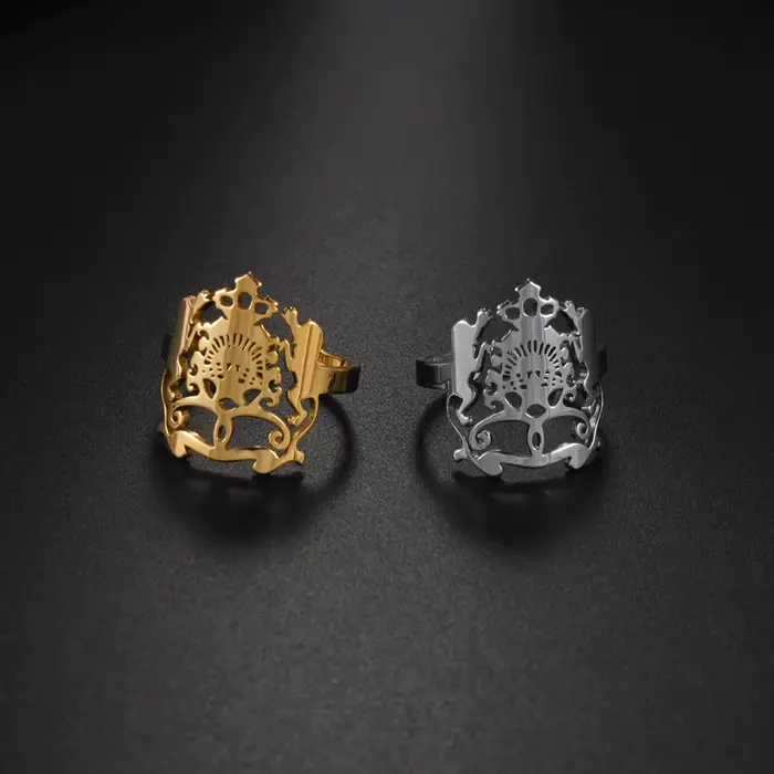 Bague Carte du Maroc Anniyo Ajustable pour Femmes Bijoux en Acier Inoxydable # 540662