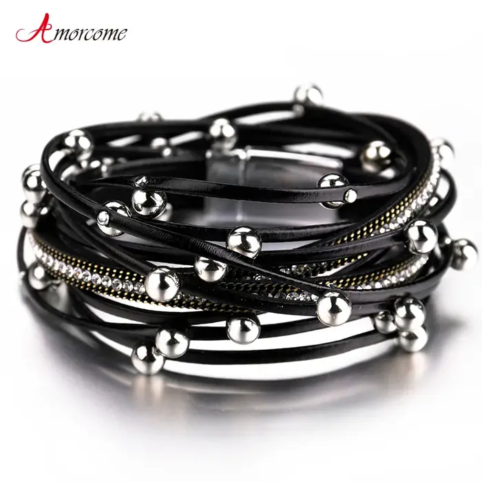 Amorcome-Bracelets à breloques multicouches pour femmes