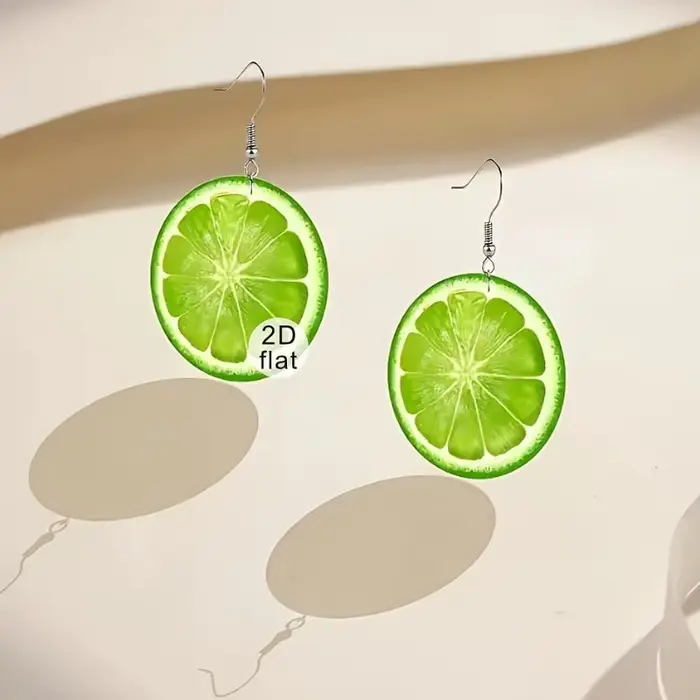 Boucles d'Oreilles Plates en Forme de Citron Acrylique Mode Femme Occasions Spéciales