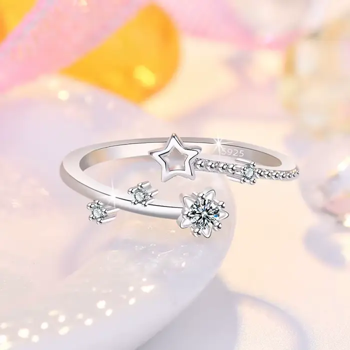 Bagues en argent sterling 925 serties de zirconium blanc pour femmes, élégantes bagues de cocktail pour mariage et occasions spéciales