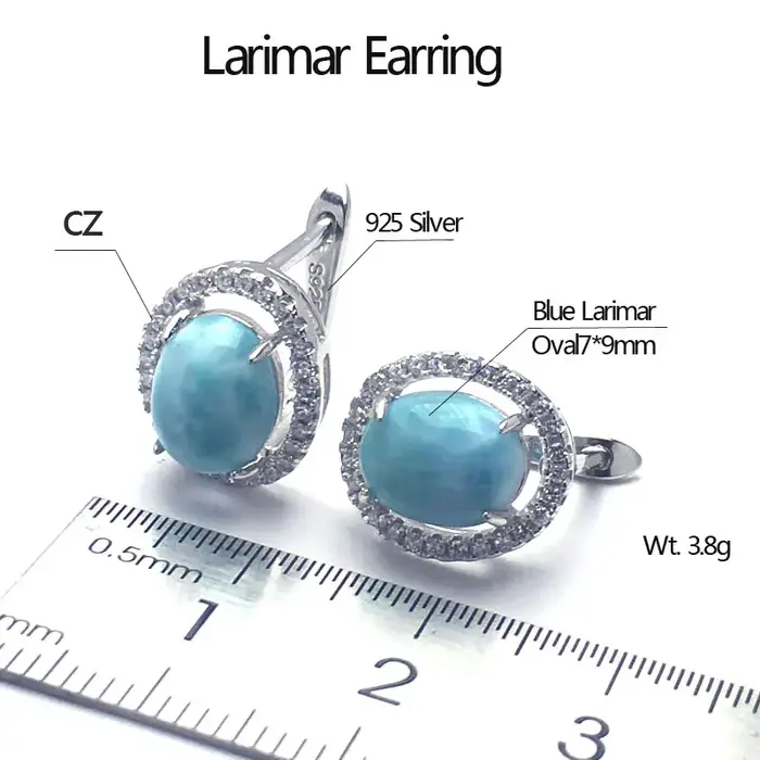 Boucle d'oreille Larimar classique pour femme