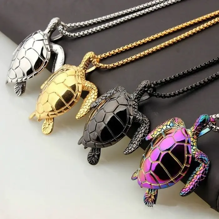 Collier avec pendentif tortue pour femmes